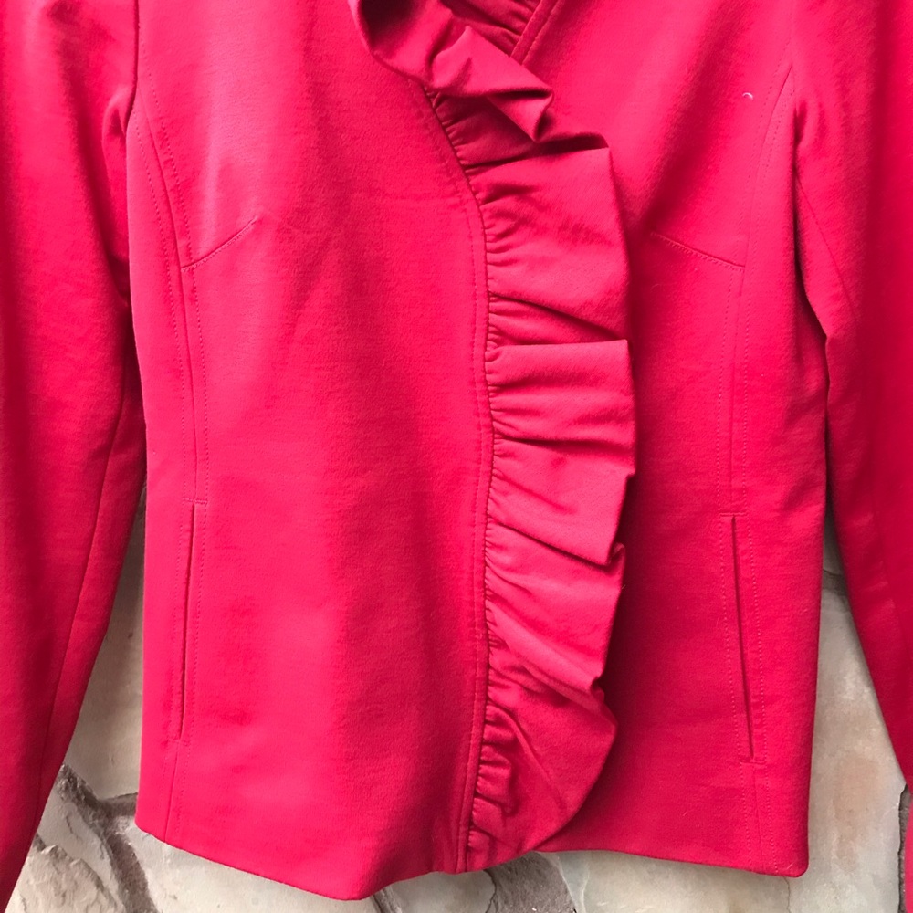 INC Red Ruffle Blazer Jacket - Picture 3 of 8